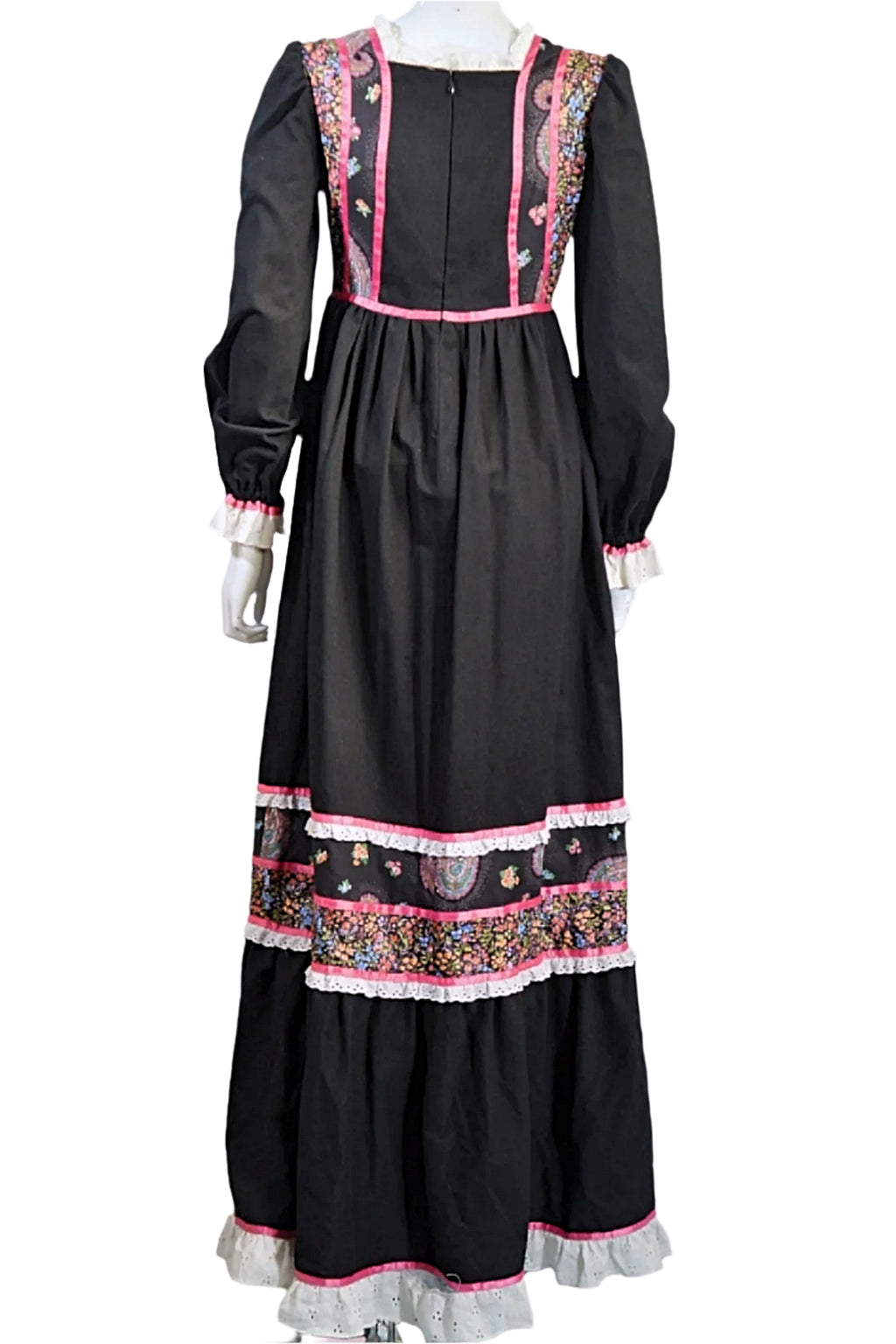 70s Prairie Style Hippie Black Floral Prairie Dress S Papillon Vintage Shop 70s Prairie Style Hippie Black Floral Prairie Dress S Papillon Vintage Shop