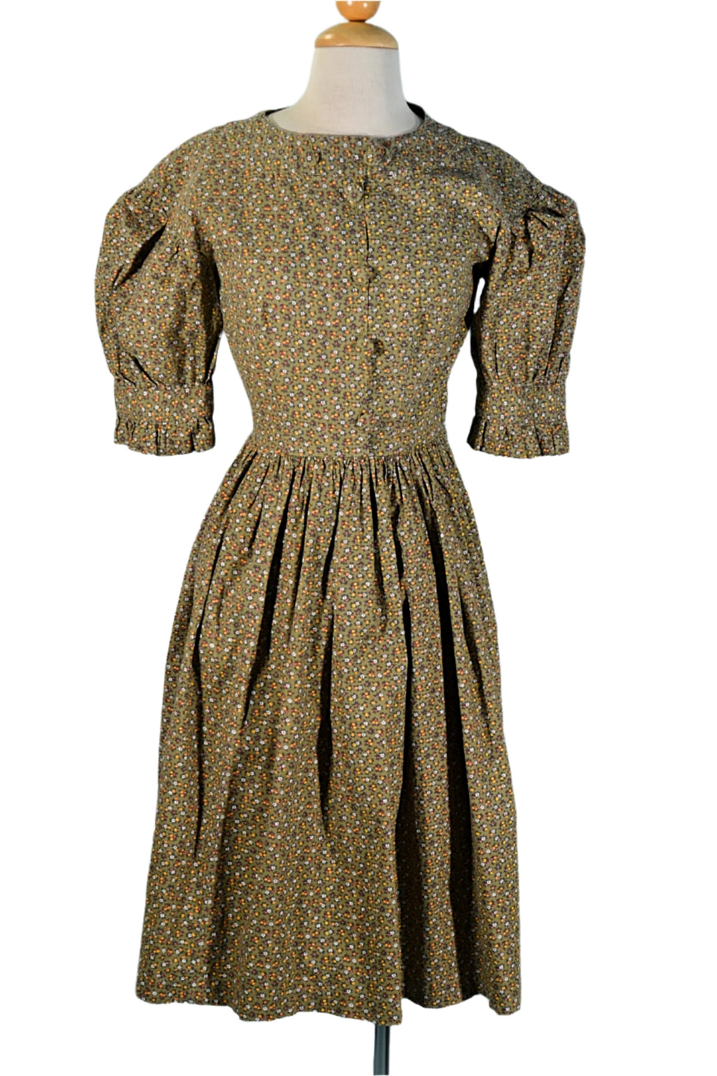 Vintage 40s/50s Green Calico Print Prairie Dress S– Papillon Vintage Shop