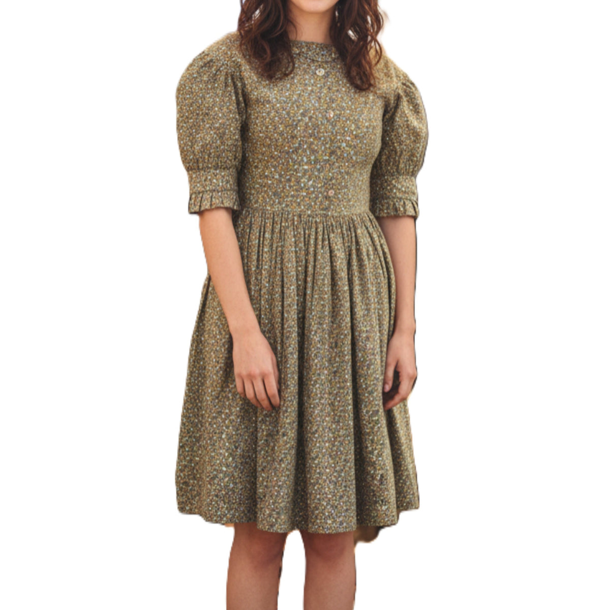 Vintage 40s/50s Green Calico Print Prairie Dress S– Papillon Vintage Shop