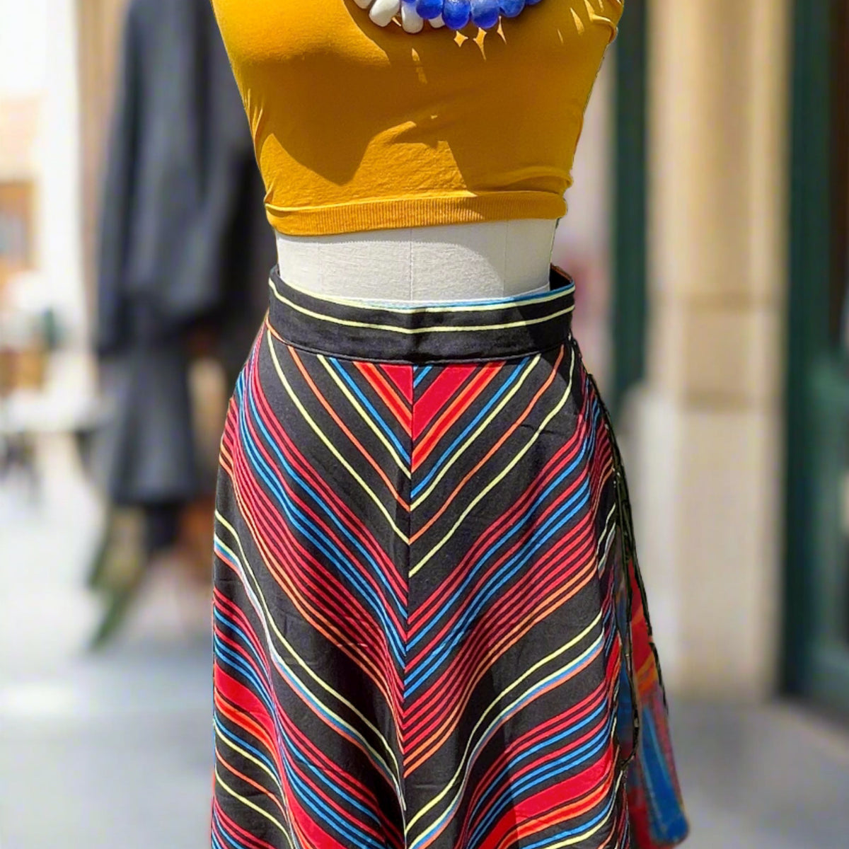 Vintage 70s Chevron Striped Mini Disco Skirt, A Line 26