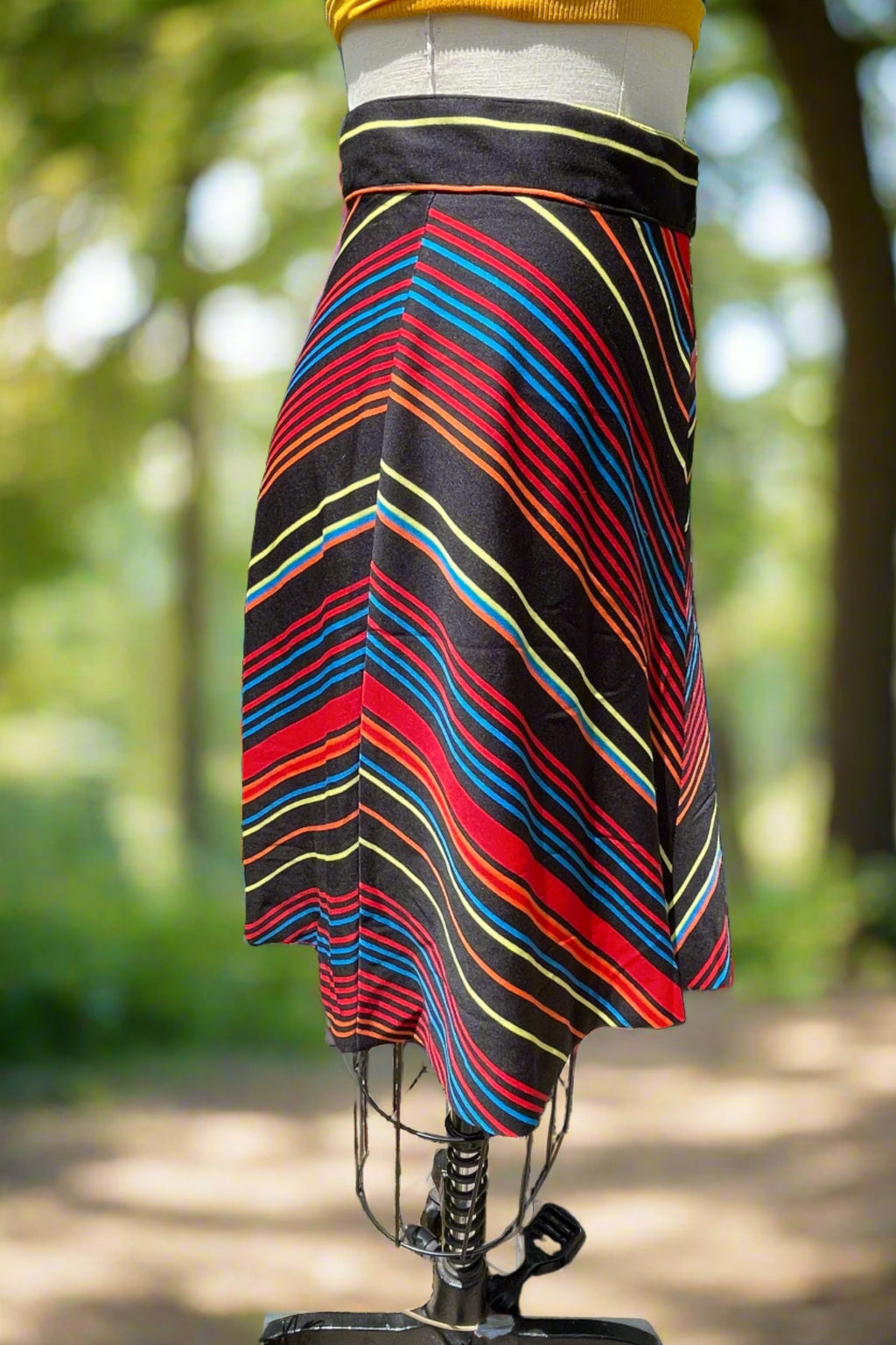 Vintage 70s Chevron Striped Mini Disco Skirt, A Line 26