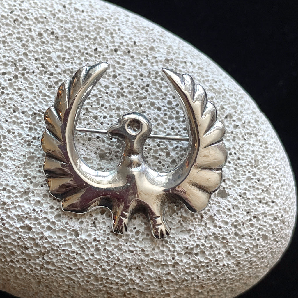 Condor Brooch Vintage Sterling Silver Southwestern Bird Brooch, Wings Up Flying Bird ...