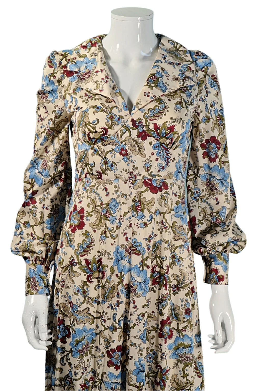 white christmas dresses Vintage 60s Floral Print Cottagecore Maxi Dress S– Papillon Vintage Shop