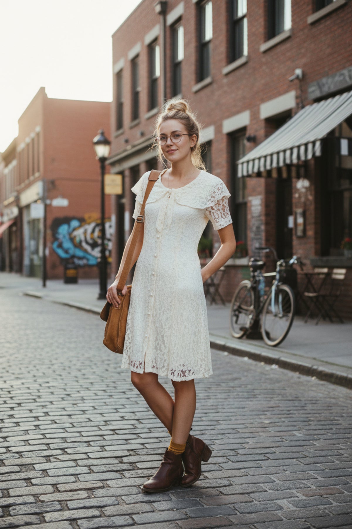 90s Cream Sheer Lace Grunge Dress M Papillon Vintage Shop