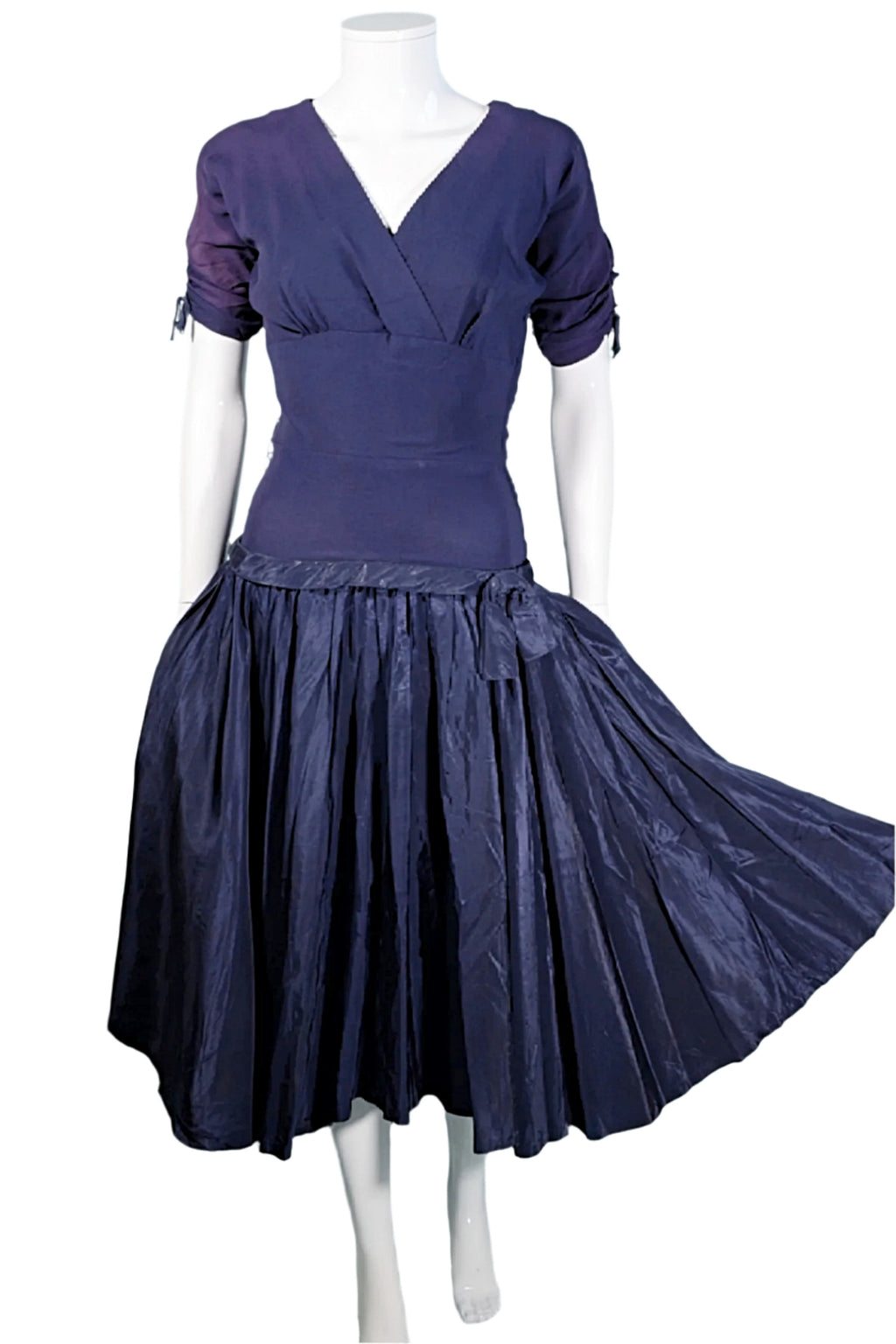 Harco Original 1940s Navy Blue Dropped Waist Dress, w/Flaws XS/S Papillon Vintage Shop Harco Original 1940s Navy Blue Dropped Waist Dress, w/Flaws XS/S Papillon Vintage Shop