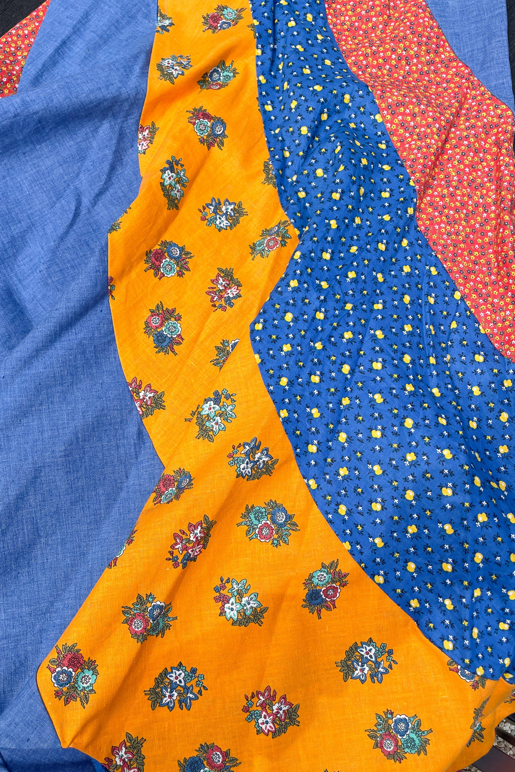 Vintage 70s Patchwork Cottagecore Flare Skirt, Hippie Maxi Skirt S  