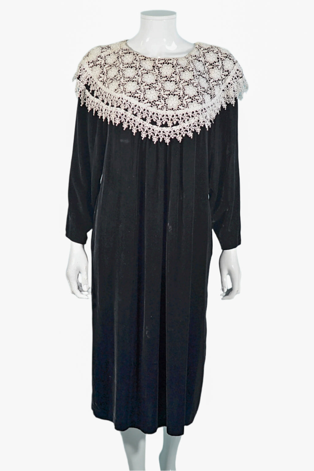 Jessica McClintock Black Velvet Lace Collar Grunge Dress Size 4
