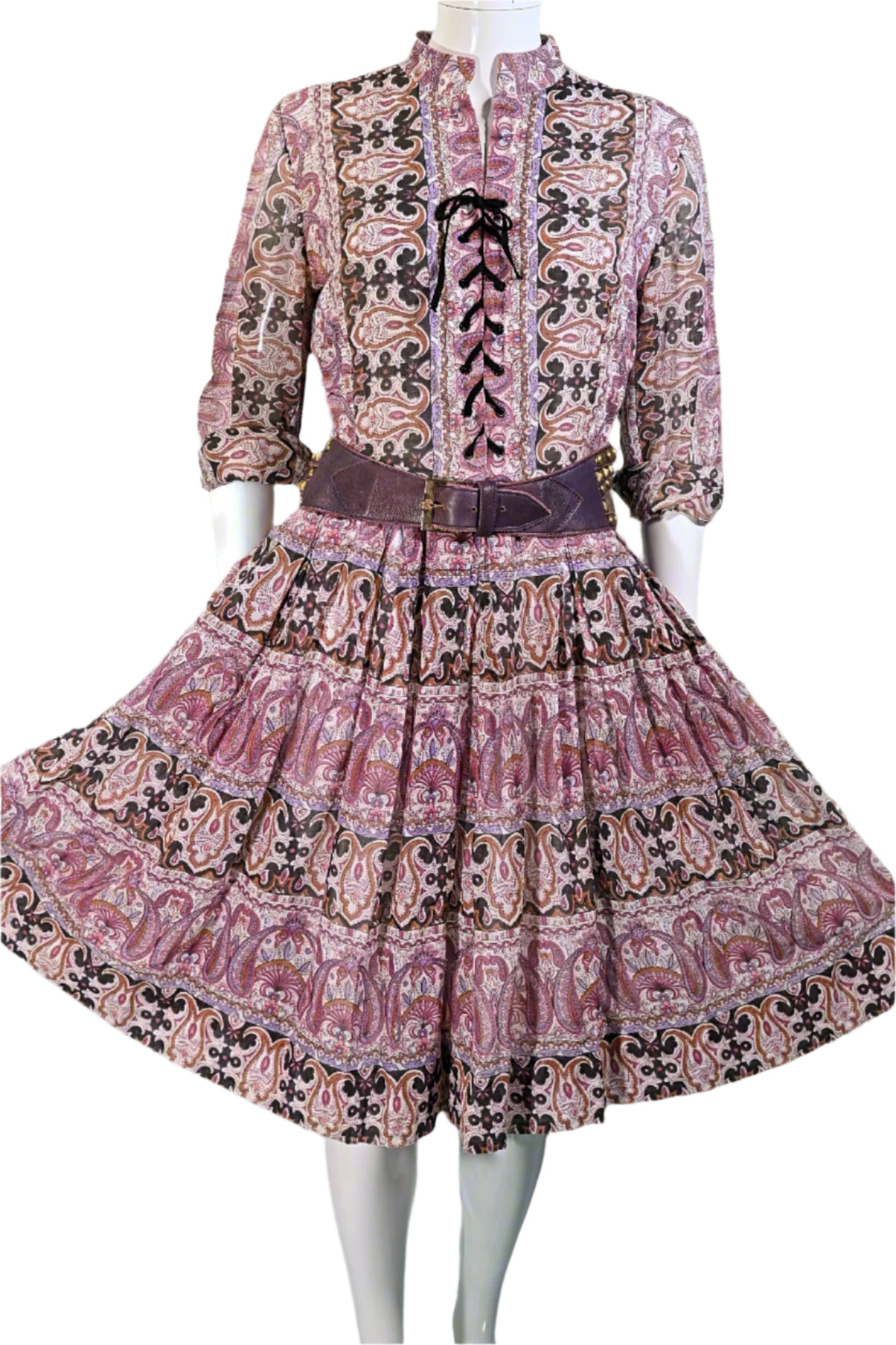 chinese dress ladies Britany Vintage Brown PU Lace Up Mini Dress - US 12 main image 0
