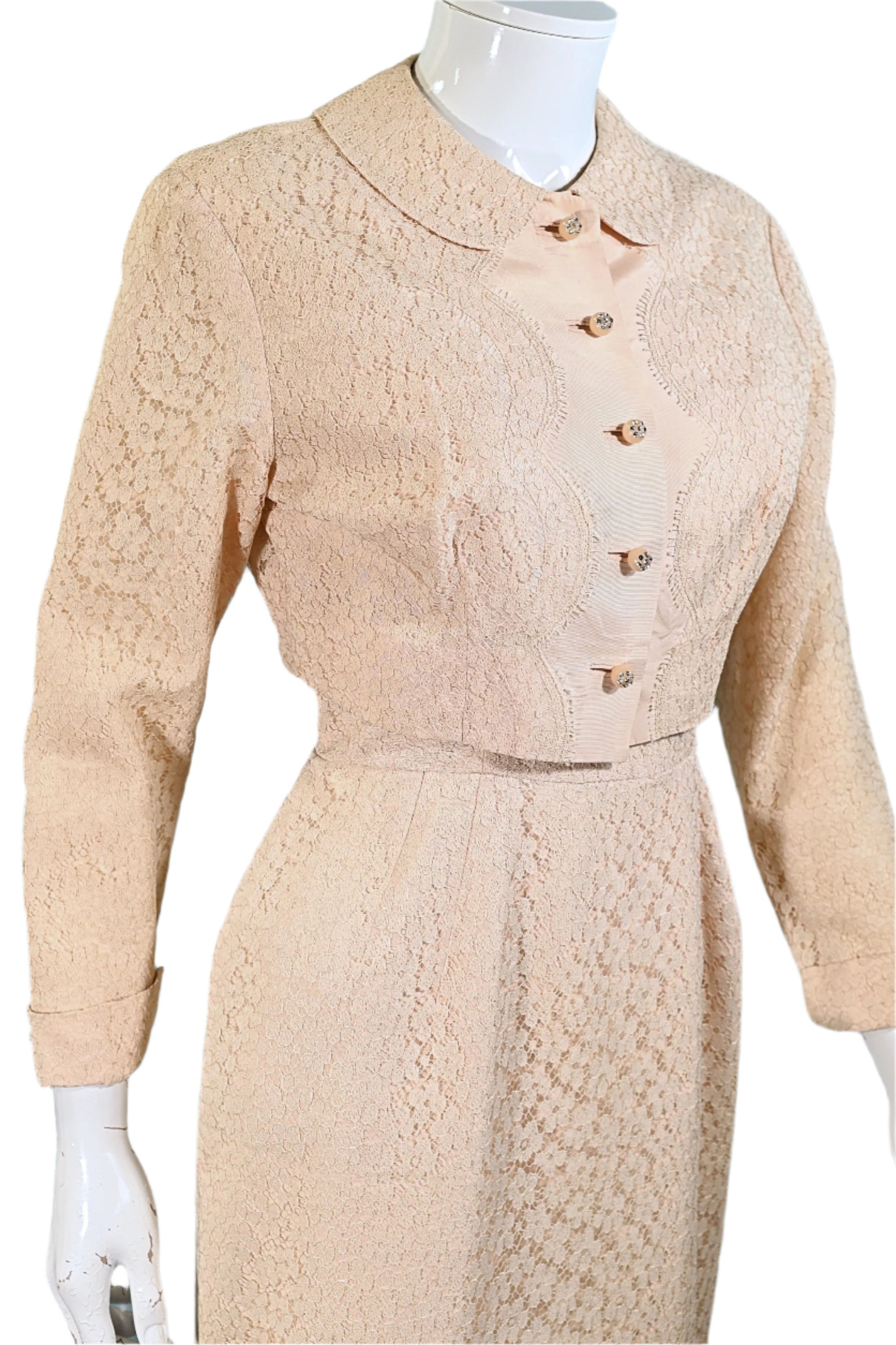 1950s Dress & Jacket w Pink Accents