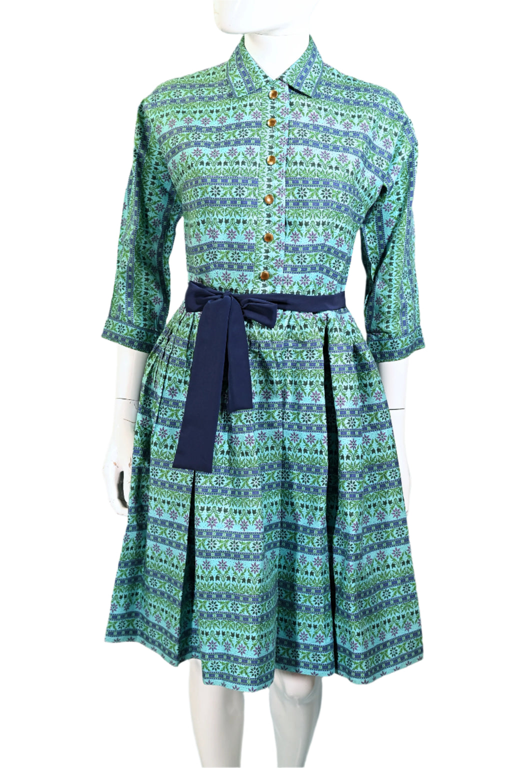 Factor of Boston, Vintage 50s/60s Turquoise Shirtwaist Dress, Fitted 2 Papillon Vintage Shop Factor of Boston, Vintage 50s/60s Turquoise Shirtwaist Dress, Fitted 2 Papillon Vintage Shop