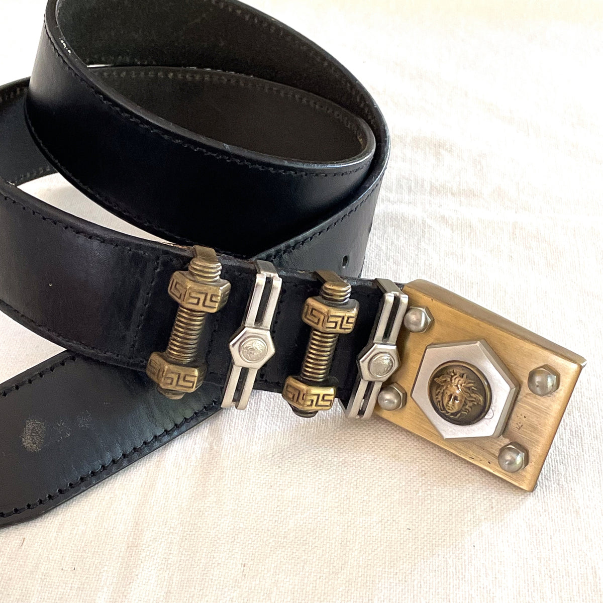 Deals Versace Greca belt with logo buckle 85/34