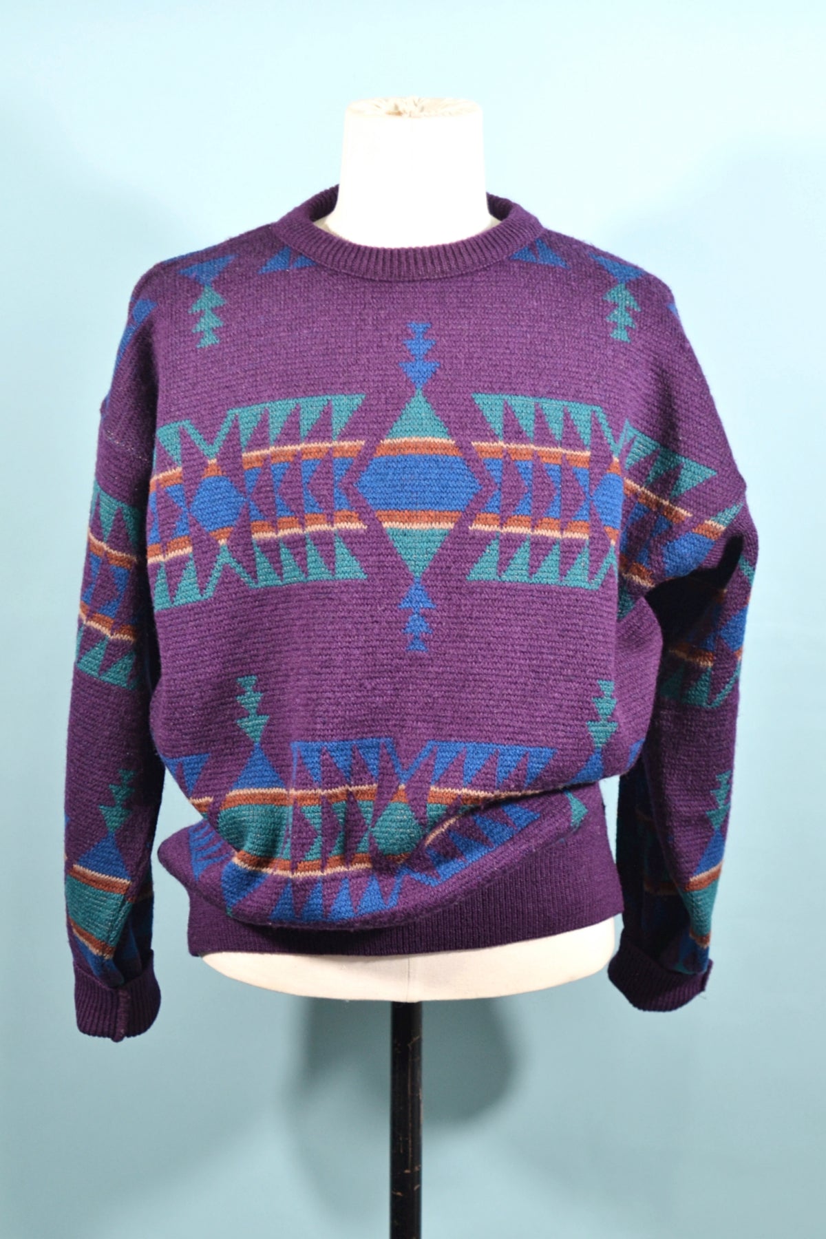 SOLD Vintage Pendleton Indian Blanket Pullover Purple Wool Sweater L ...