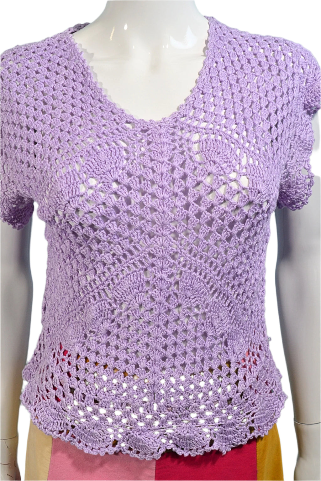 Vintage 60s/70s Lavender Crochet Hippie Cottagecore Top M