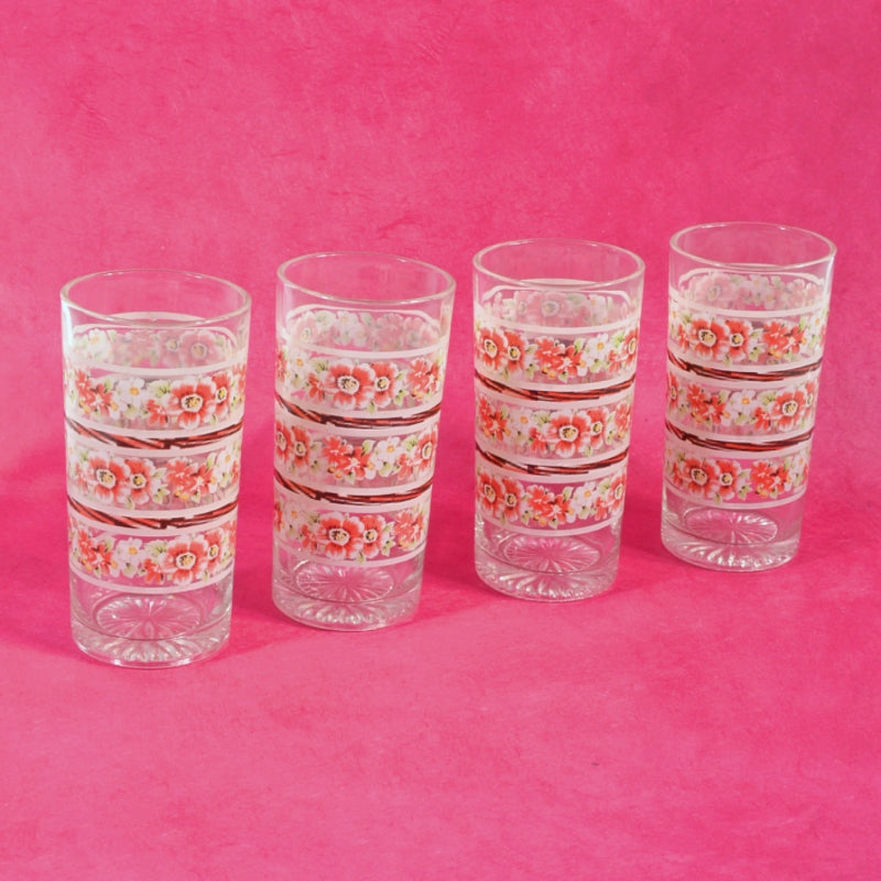 Set of 7 Vintage Floral Juice Glasses, Vintage Juice Glasses