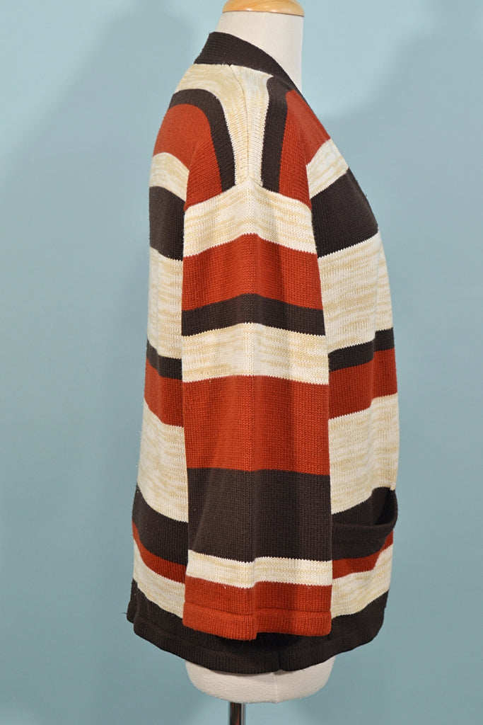 vintage 70s striped relaxed fit cardigan 