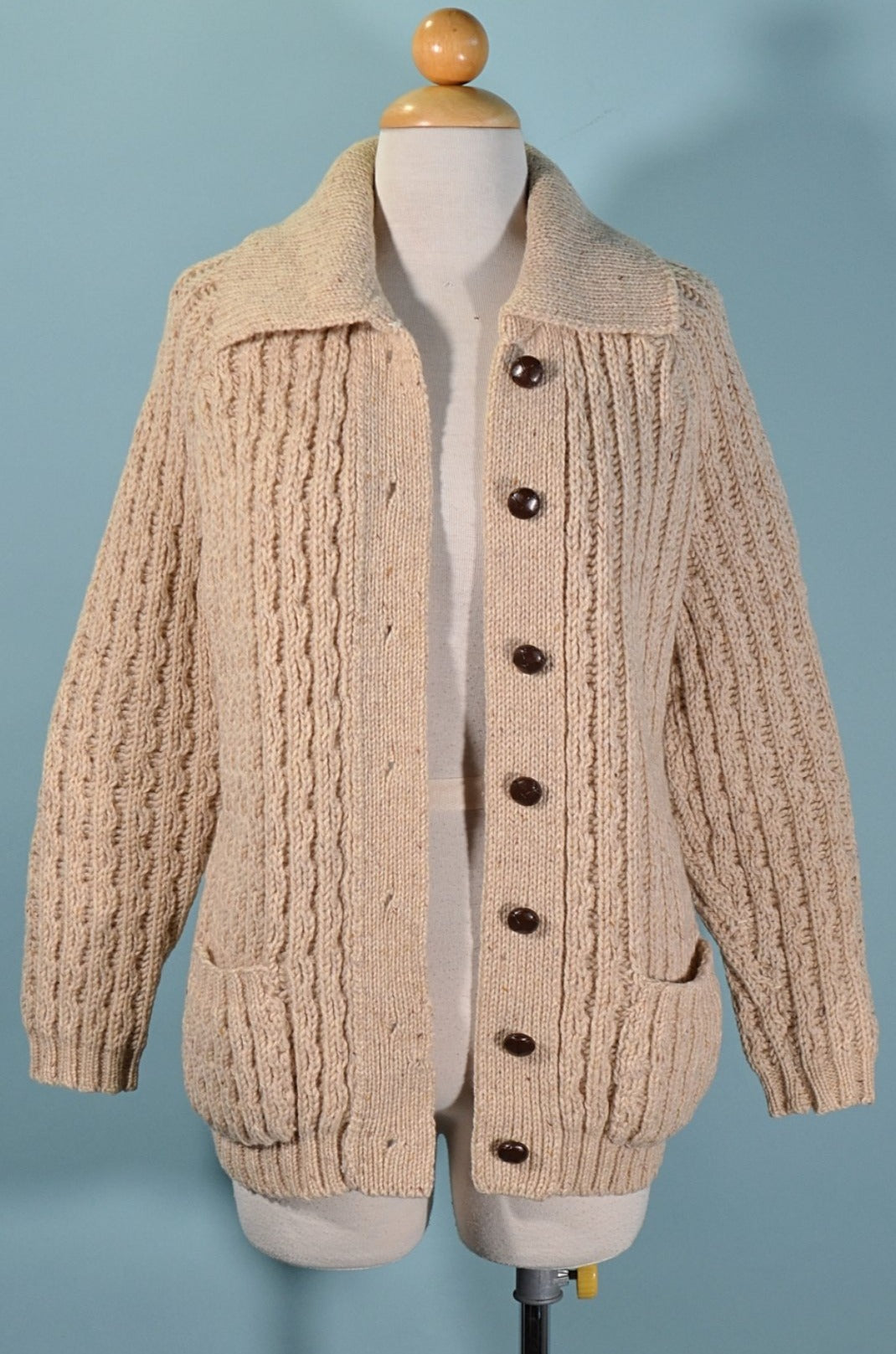 Women's Super Chunky Vintage Style Cardigan %100 Wool 