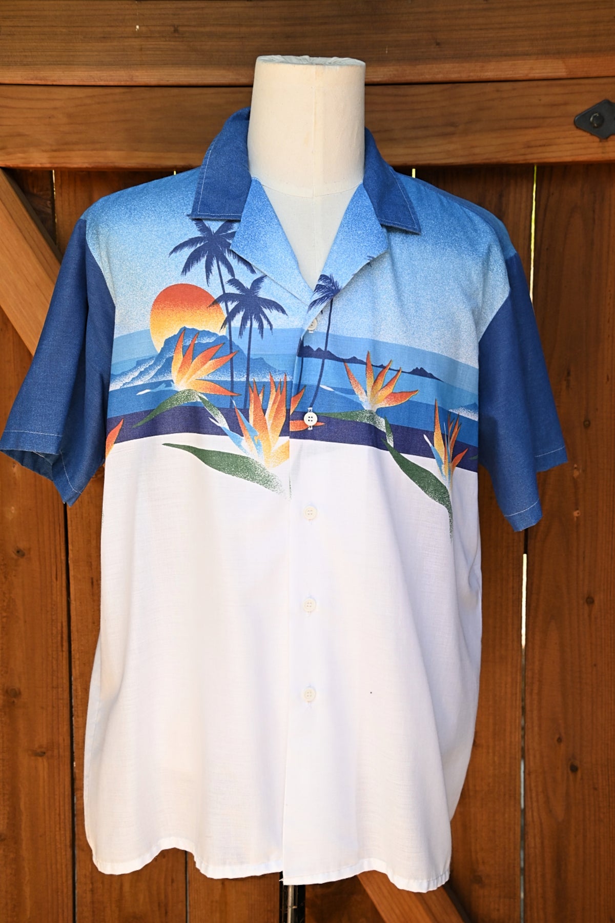 Oceanaire Vintage 70s Hawaiian Shirt, Bird of Paradise Palm Trees