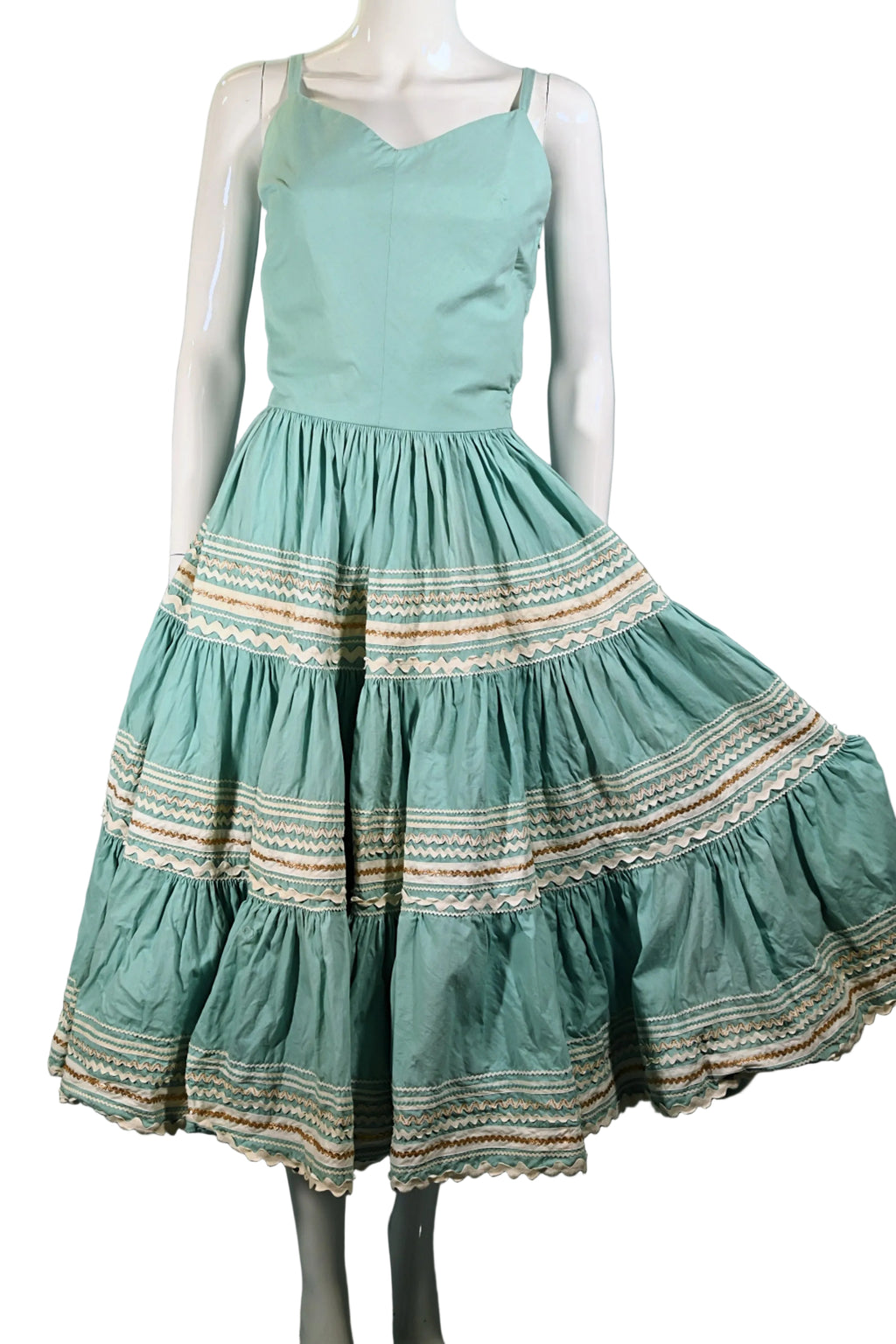 Vintage 50s Aqua Southwestern Patio Dress, Western Rockabilly Dress, F–  Papillon Vintage Shop