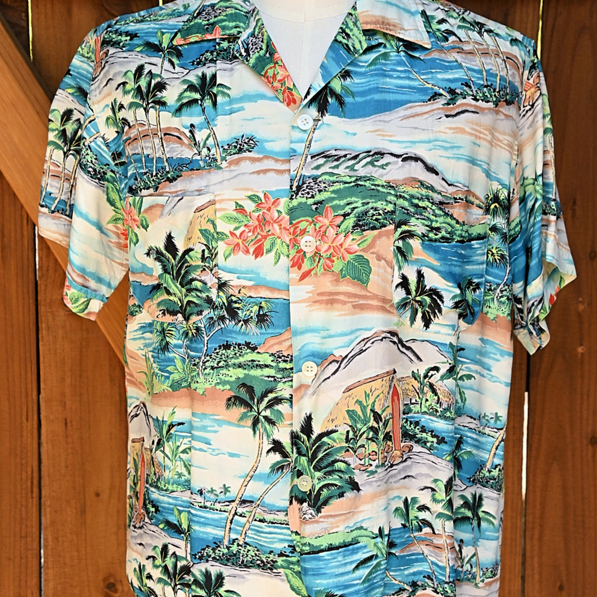 SOLD Vintage 50s Penny's Rayon Hawaiian Shirt, Loop Collar, Aloha