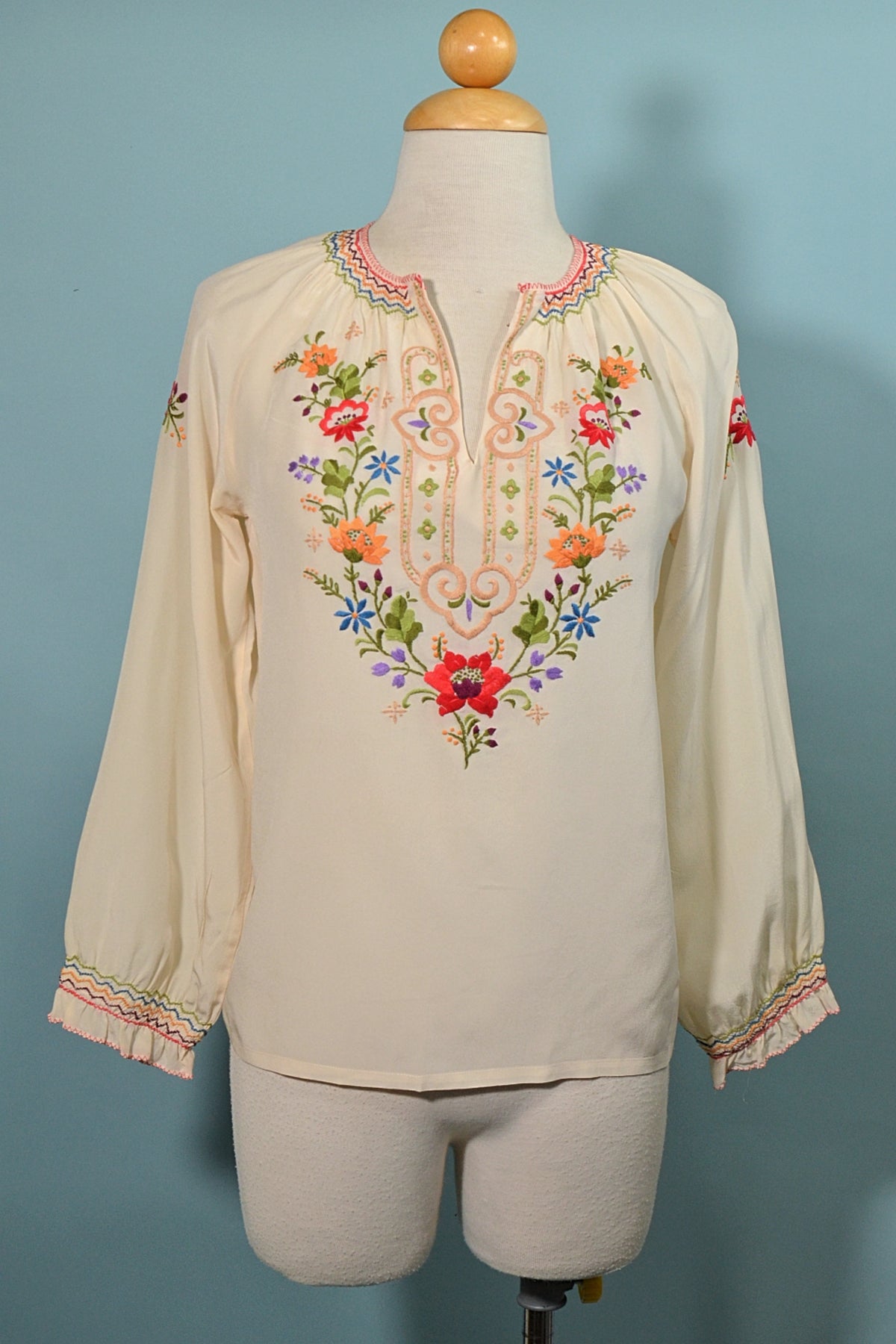 Vintage Embroidered Peasant Blouse, Penny Lane Bohemian Hippie Top