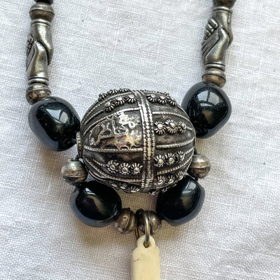 Vintage Ethnic Bohemian Pendant Cross Necklace, Clasping Hands Friendship