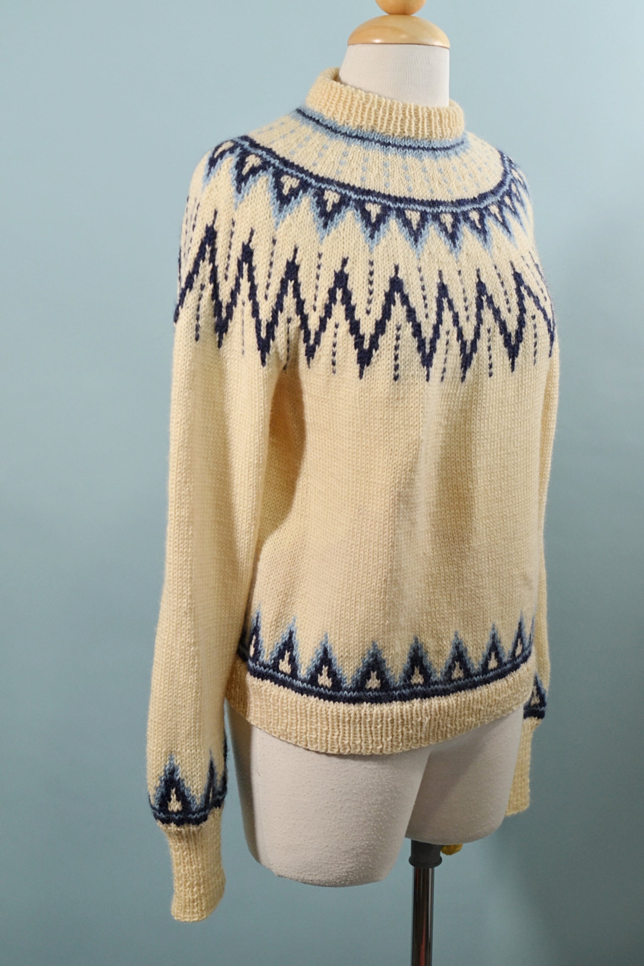 Vintage 50s/60s Wool Hand Knit Sweater, Scandinavian Style M– Papillon ...