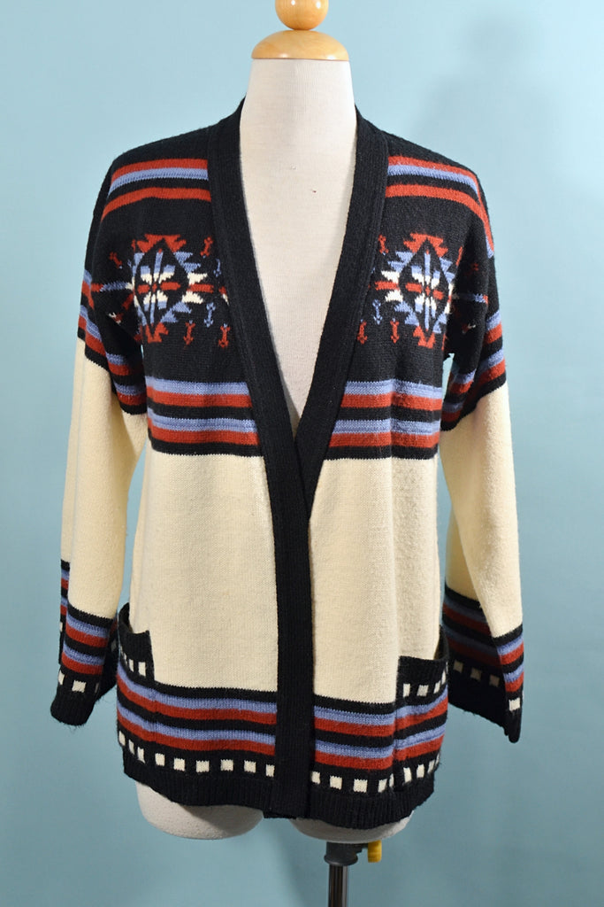 Ralph Lauren WOMEN Cardigan SWEATER Southwestern AZTEC Indian Hand Knit L?