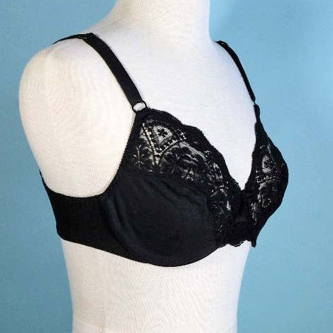 Vintage Vtg Vassarette 75-320 Lace Bra Soft Padded Underwire Womens 34C  Black